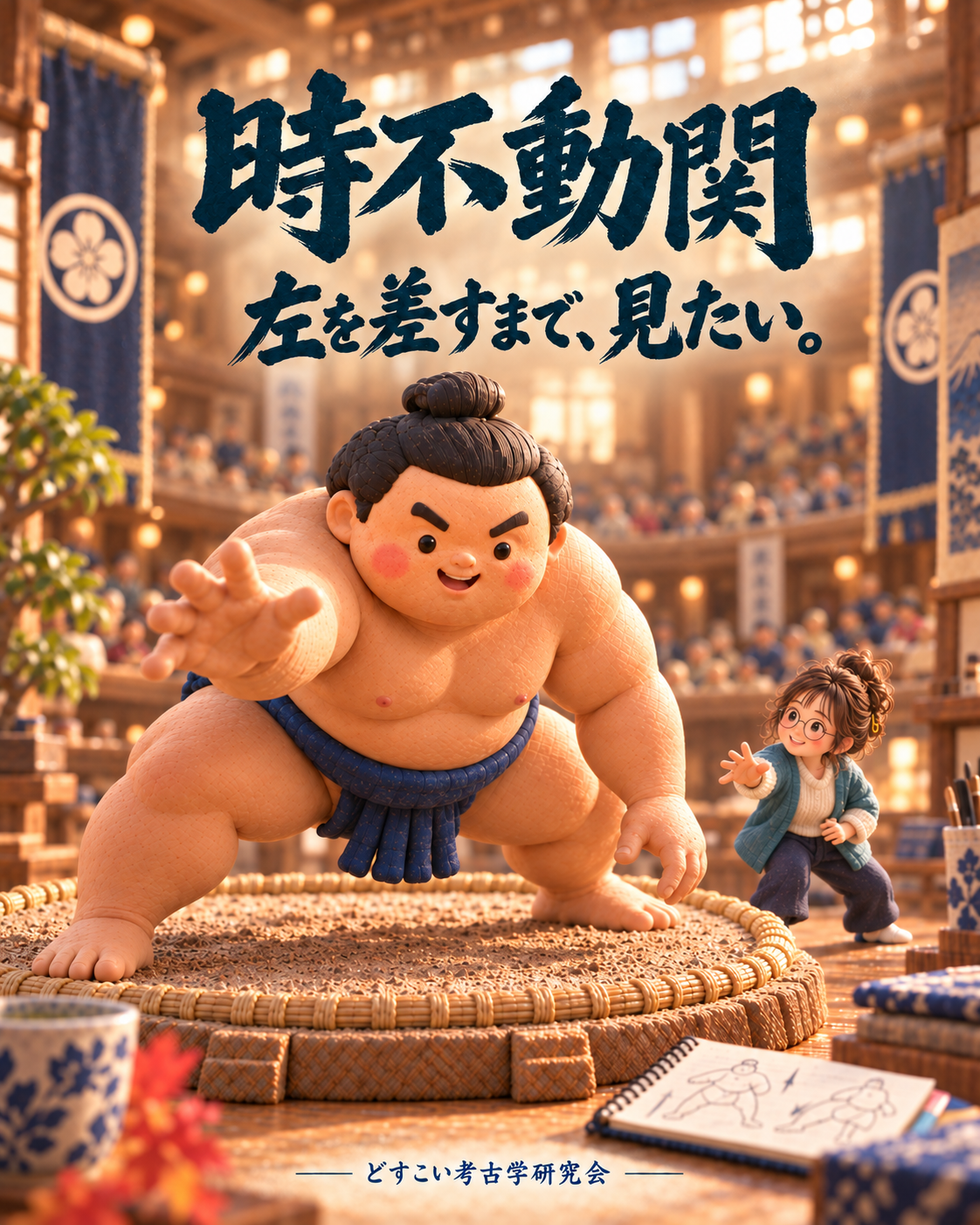 時不動関の記事に添えた、相撲のミニチュアイメージ。