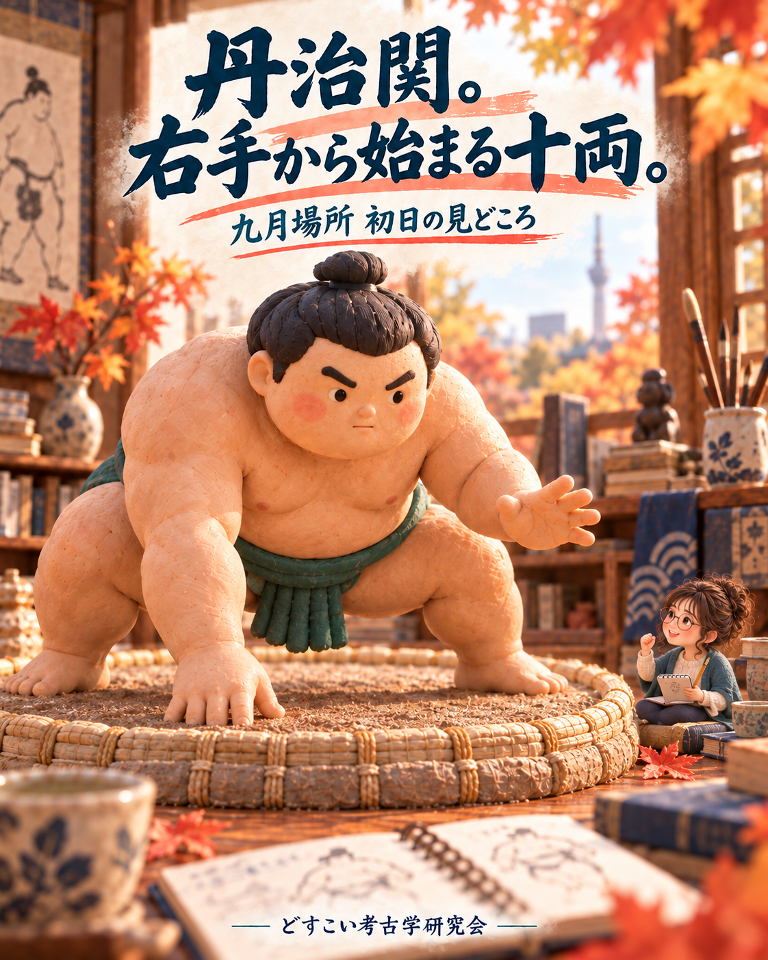 丹治関。右手から始まる十両。