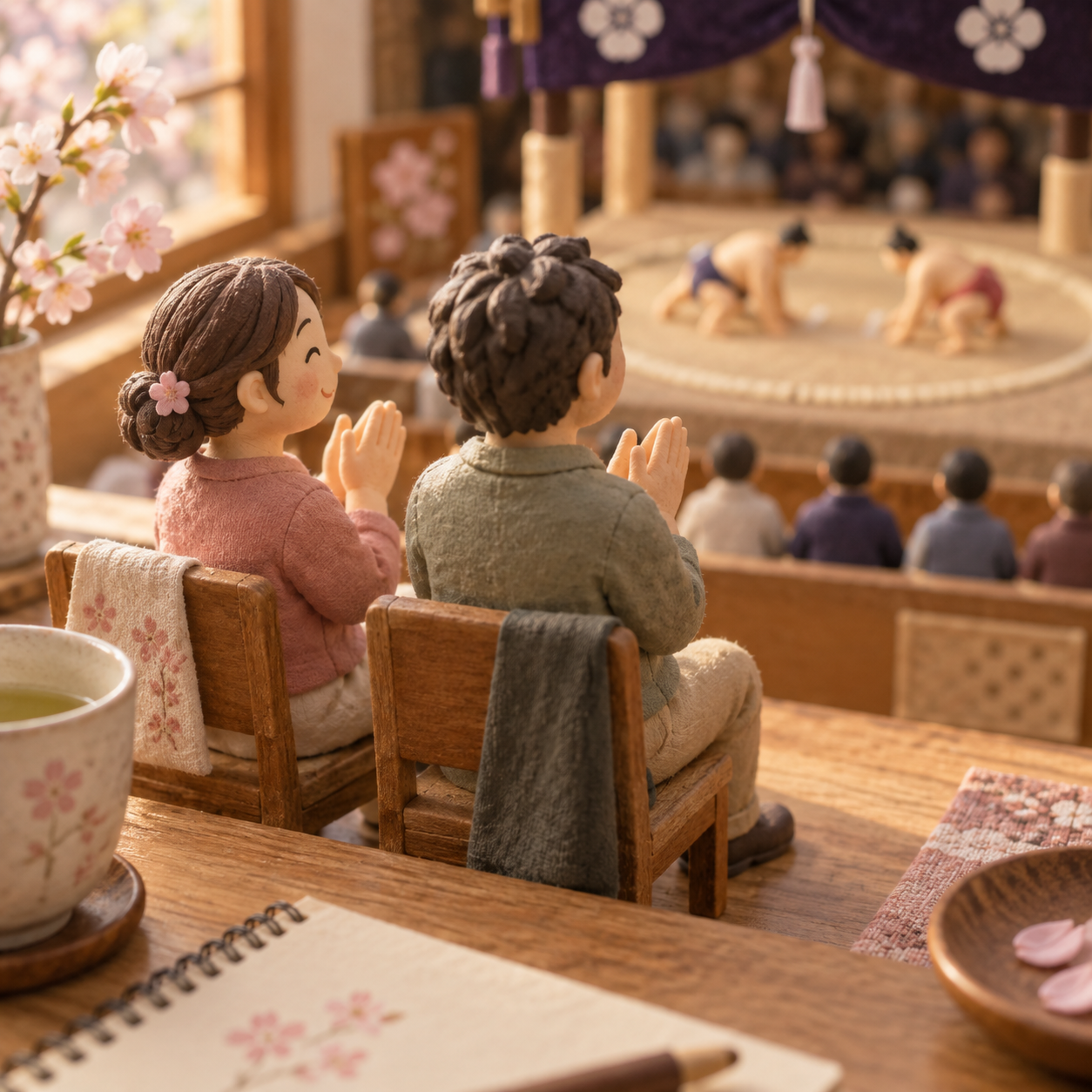 相撲の声援と拍手はいつなら自然？ 初観戦で迷わない距離感をイメージした創作画像。
