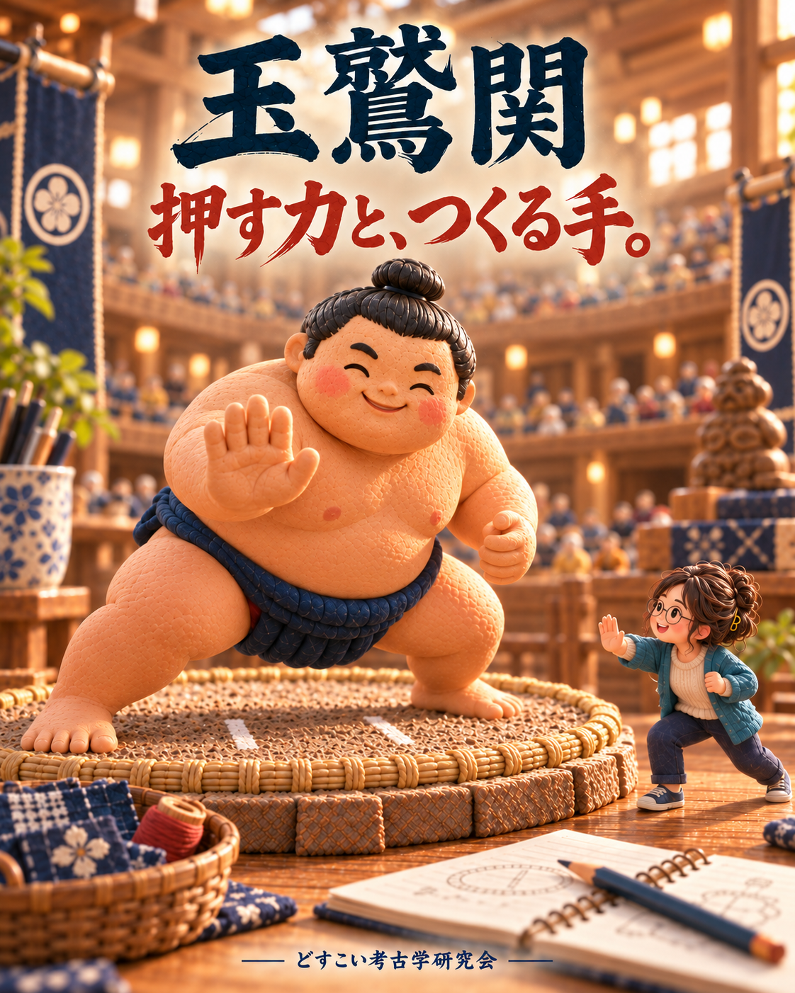 玉鷲関の記事に添えた、相撲のミニチュアイメージ。