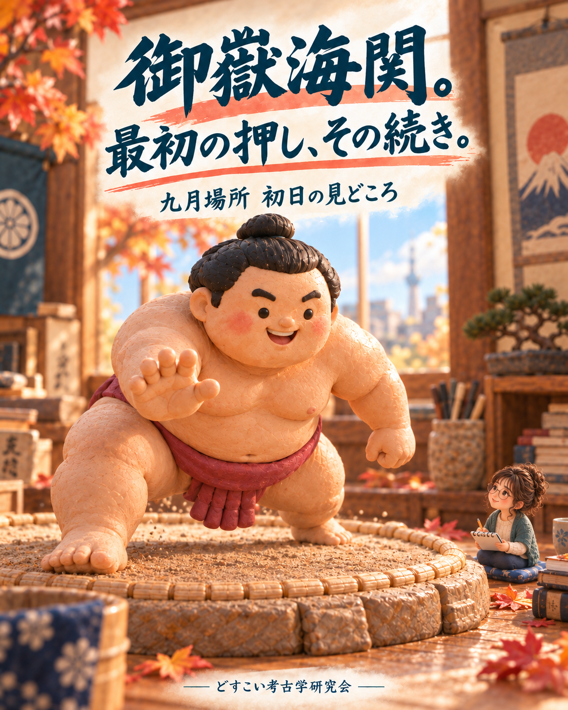御嶽海関。最初の押し、その続き。