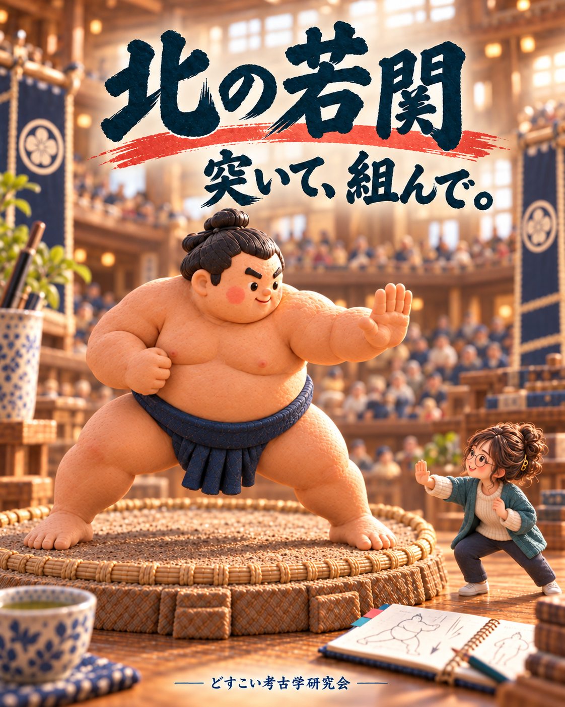 北の若関の記事に添えた、相撲のミニチュアイメージ。