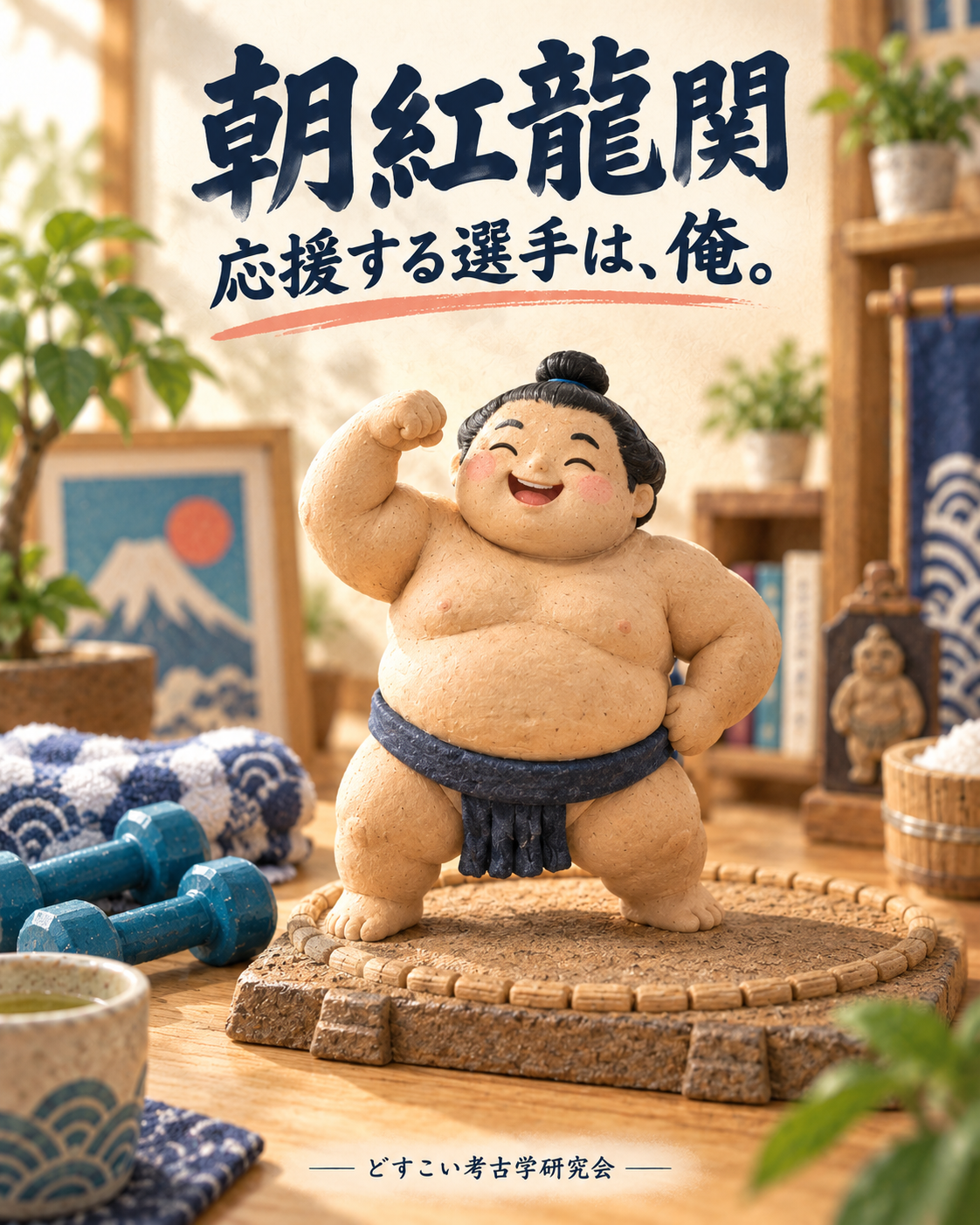 朝紅龍関。応援している選手は「俺」。