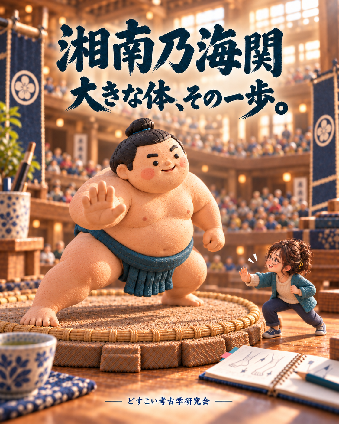 湘南乃海関の記事に添えた、相撲のミニチュアイメージ。