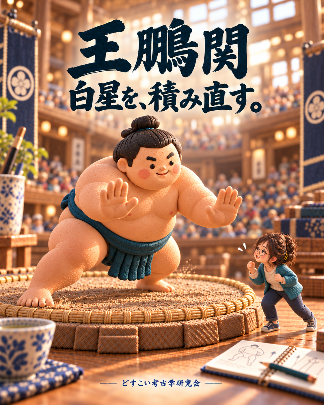 王鵬関の記事に添えた、相撲のミニチュアイメージ。
