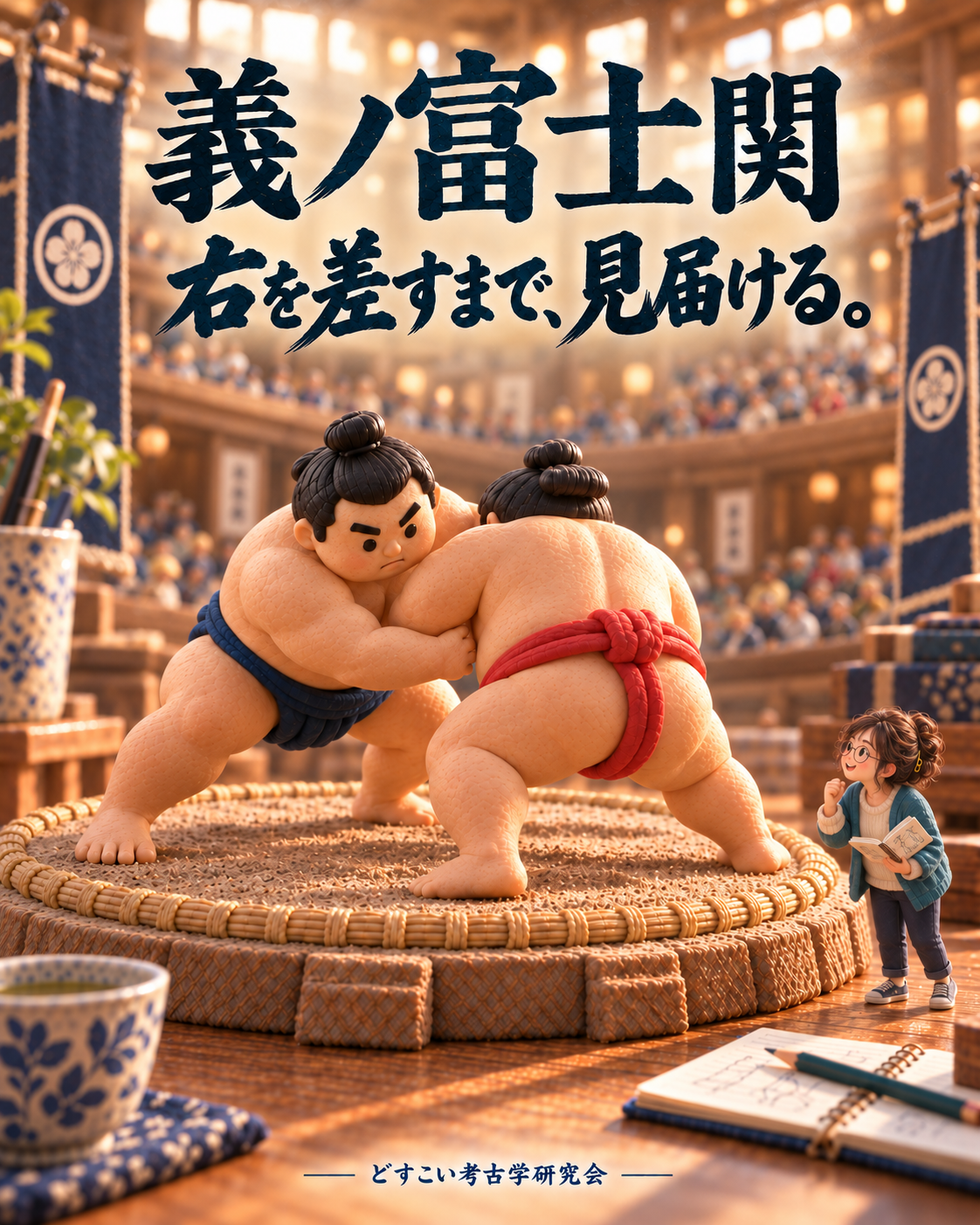 義ノ富士関の記事に添えた、相撲のミニチュアイメージ。