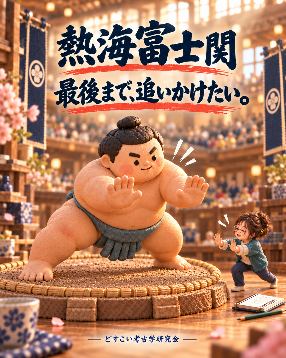 熱海富士関の記事に添えた、相撲のミニチュアイメージ。