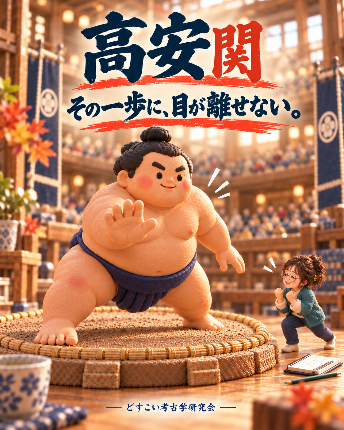 高安関の記事に添えた、相撲のミニチュアイメージ。