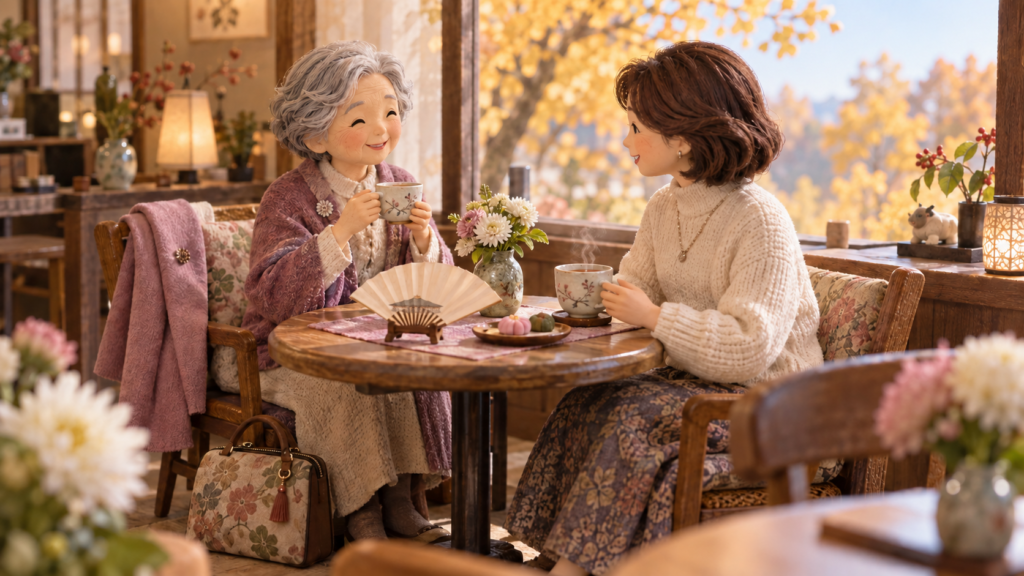 親世代と福岡十一月場所へをイメージした、柔らかな色合いのミニチュア表紙