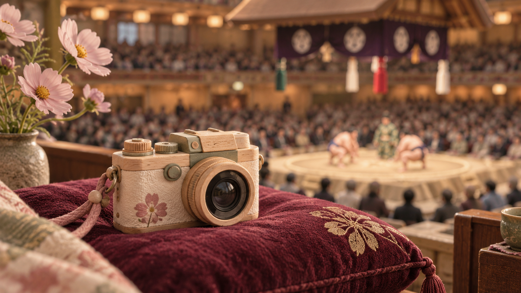 Cover illustration for “Can You Take Photos at Sumo? Seats, Flash and Tamari Rules”