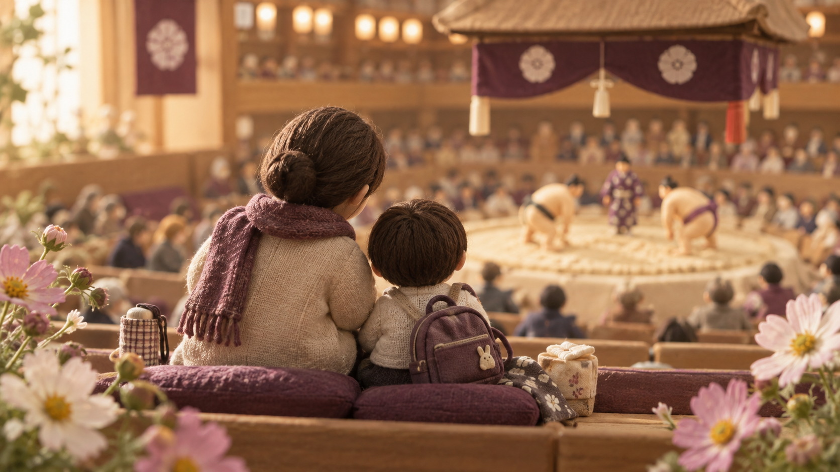 Cover illustration for “A Short Kokugikan Visit With a Child Is Still a Complete Sumo Day”