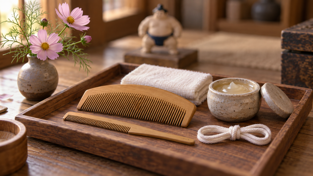 床山と大銀杏とは？関取の髪に宿る、見えない手仕事をイメージした、柔らかな色合いのミニチュア表紙