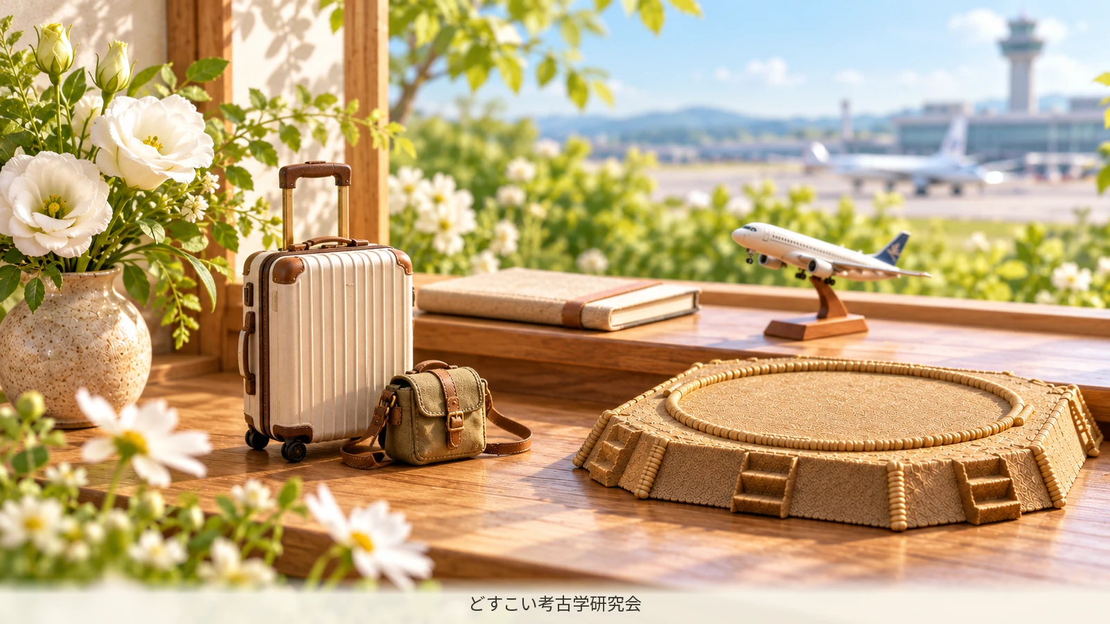Luggage and a miniature aircraft for a summer sumo trip.