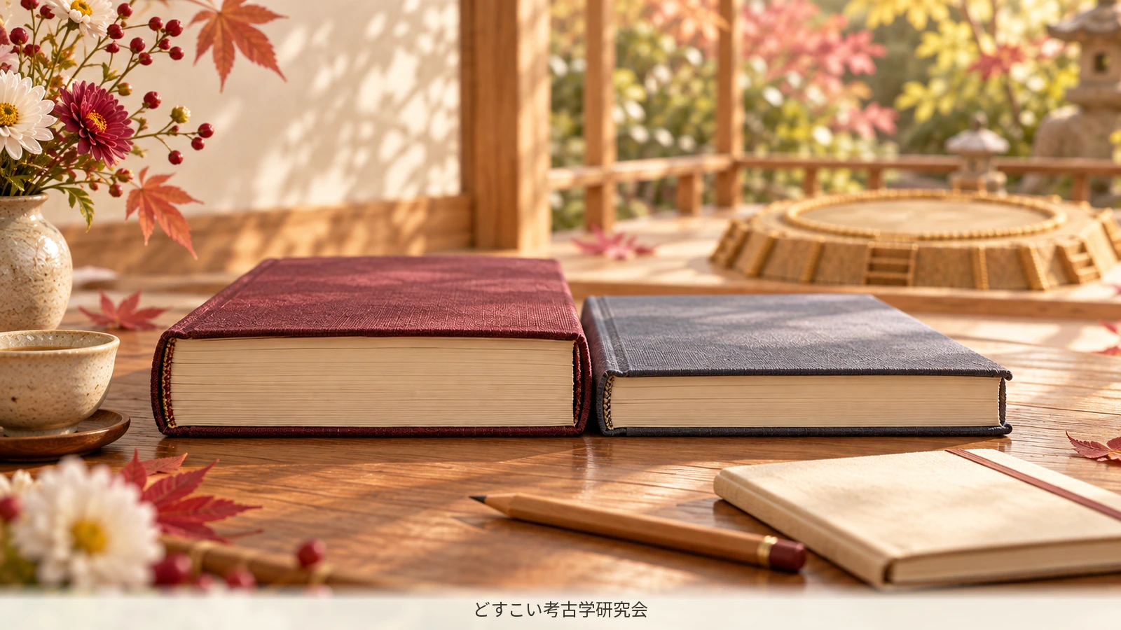 A miniature arrangement of record books of different thicknesses.