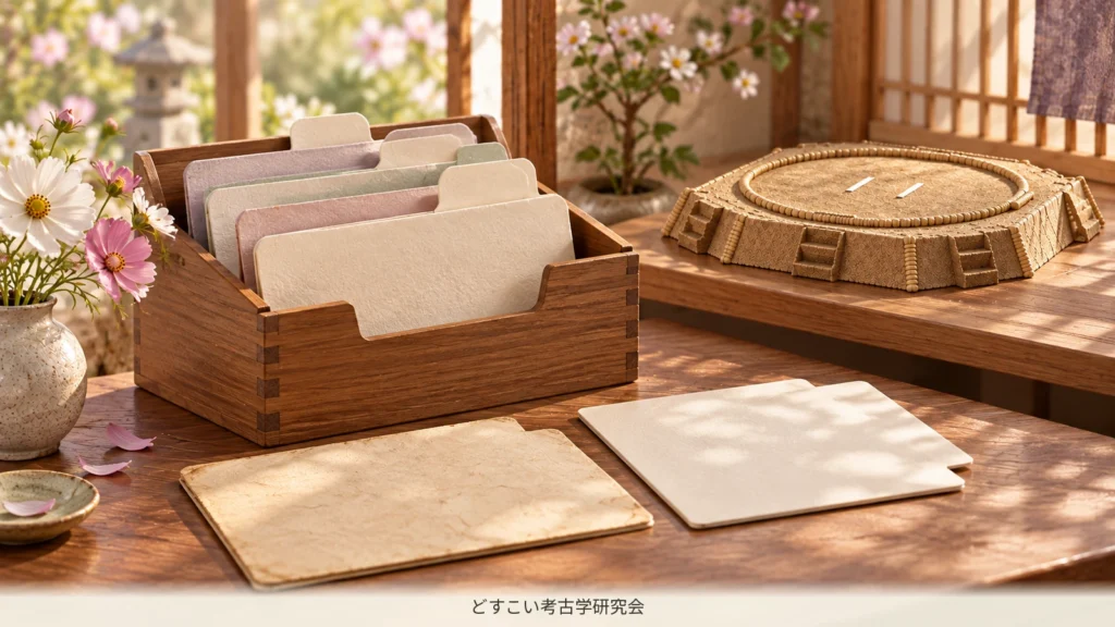 場所ごとの記録を残す資料箱のミニチュア
