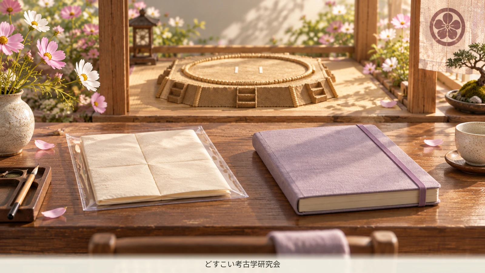 A miniature arrangement keeping original sources and working notebooks separate.