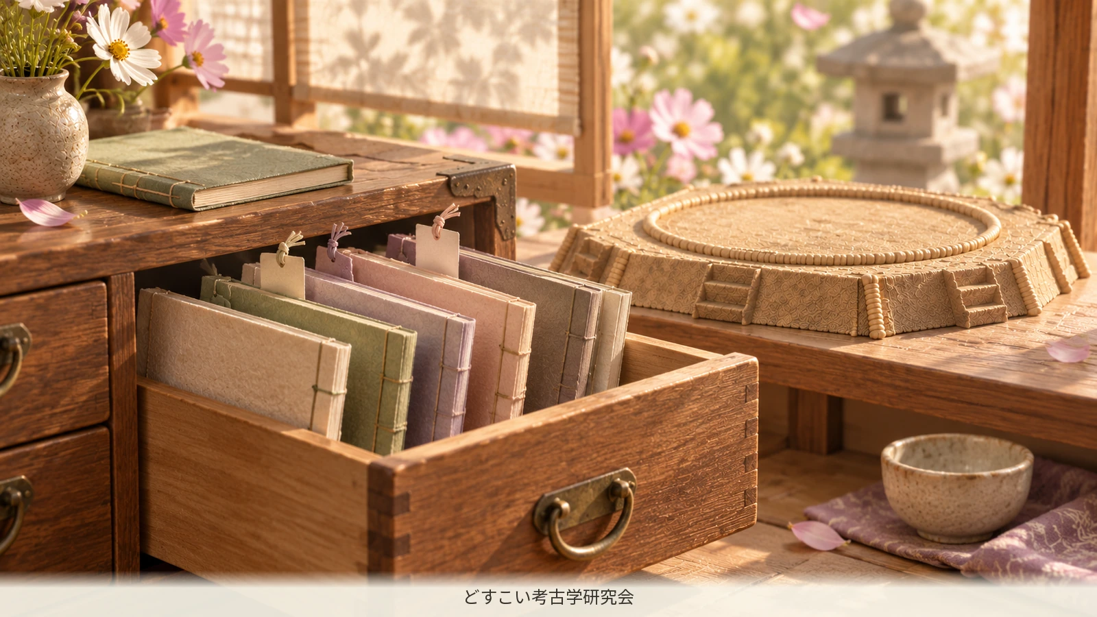 A miniature drawer preserving records of earlier progress.