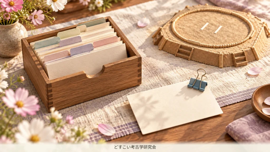 一場所ずつの記録を探す資料箱のミニチュア