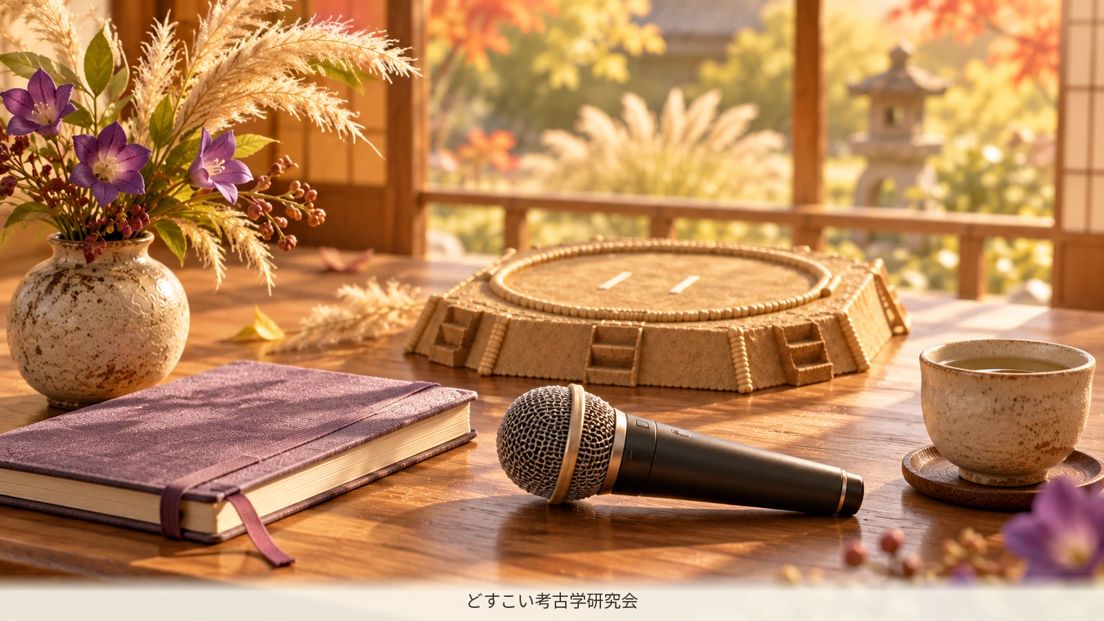 A miniature microphone and notebook, illustrating time spent listening to a sumo talk.