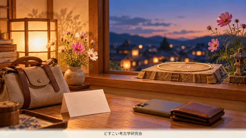 観戦後の帰り支度を整えた夕景のミニチュア