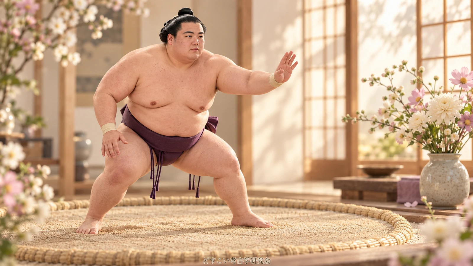 An imagined miniature inspired by Oho, standing ready on the sumo ring.