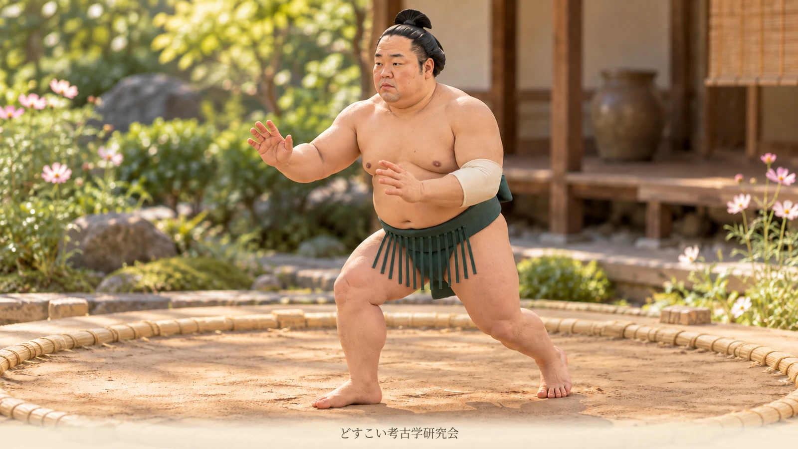 A creative miniature of Tohakuryu alone, showing foot movements forward and back with his retreating footwork in mind.
